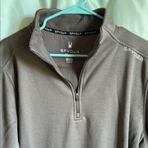 SPYDER Men’s Signature Logo Gray Black Cut Black Fleece 1/4 Zip